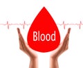 Save blood donor day background with hands