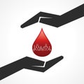 Save blood drop with heartbeat concept