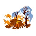 Save burning forest 2D vector web banner, poster