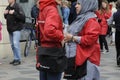 SAVE THE CHILDREN WORKER IN RED JACKET