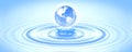 Save clean water globe world for environmental ecology nature pure water skincare keep ocean sea concept. Planet Earth drop