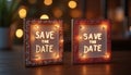 Save the date buttons, time reminders in a visual design Royalty Free Stock Photo