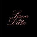 Save the date calligraphy icon isolated on black background Royalty Free Stock Photo