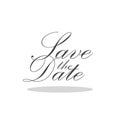 Save the date calligraphy icon with shadow Royalty Free Stock Photo