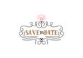 Save the date calligraphy vector lettering for wedding or love card - banner for postcards and other uses.