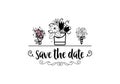 Save the date calligraphy vector lettering for wedding or love card - banner for postcards and other uses.