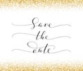 Save the date card with falling glitter confetti frame. Royalty Free Stock Photo