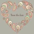 Save the date card with paisley frame