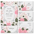 Save the date card with pink camellias, white anemone flowers and alstroemeria. Holiday floral design for wedding invitation.
