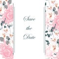 Save the Date Card Template with Frame and Pink tenderness Flowers.