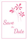 Save the Date card vector template with hand drawn flowers in vintage style. Marriage invitation printable. Elegant