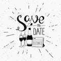 Save the date design element with calendar and champagne Royalty Free Stock Photo