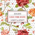 Save the Date - Floral Hortensia Autumn Card - Vintage Design