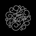 Save the Date flourish calligraphy lettering of swash line typography for wedding invitation card design. Vector festive ornamenta