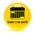 Save the date glassy yellow round button