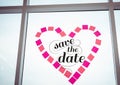 Save the date graphic on window Royalty Free Stock Photo