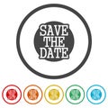 Save the date icon. Set icons in color circle buttons Royalty Free Stock Photo