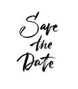 Save the date lettering isolated on white vector black ink expressive calligraphy