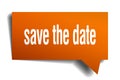 Save the date orange 3d speech bubble