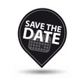 Save The Date Pointer - Black And White Vector Illustration - Isolated On White Background