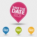 Save The Date Pointer - Colorful Vector Illustration Set - Isolated On Transparent Background