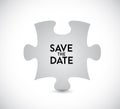 Save the date puzzle missing piece concept. infographic illustration