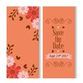 Save the date romantic banners flower floral love greeting