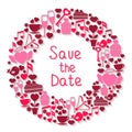 Save the Date romantic circular symbol