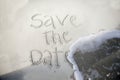 Save the date, in sand Royalty Free Stock Photo