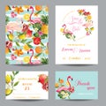 Save The Date Set Of Wedding Cards In Floral Background