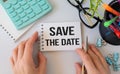 Save the date Termin Datum Einladung Verabredung Schreibtisch Royalty Free Stock Photo