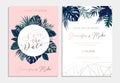 Save the date tropical invitation design. Modern wedding card wi