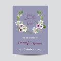 Save the Date Wedding Card. Lily and Anemone Flowers