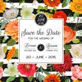 Save the Date Wedding Card. Summer and Autumn Flowers