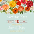 Save the Date Wedding Card. Summer and Autumn Flowers