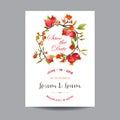 Save the Date. Wedding Card. Tropical Flowers and Pomegranates.