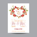 Save the Date. Wedding Card. Tropical Flowers and Pomegranates