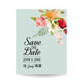 Save the Date Wedding Card with Watercolor Lily Flowers for Invitation, Baby Shower Party