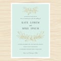 Save the date, wedding invitation card template with golden color flower wreath. Vintage design.