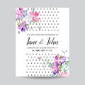 Save the Date Wedding Invitation Template with Spring Dogwood Flowers. Romantic Floral Greeting Card for Celebration Royalty Free Stock Photo