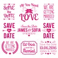 Save The Date Wedding Typographic Badge Label Design Invitation love Set Royalty Free Stock Photo