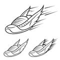 Save Download Preview Running winged shoe icons, sports shoe with motion trails