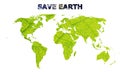 Save Earth concept with World Map in green color. Global Warming. Climate Change Royalty Free Stock Photo