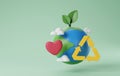 Save Earth 3D Icon for Global Conservation and Environmental Awareness. 3D render