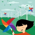 Save the Earth - Green energy for children - Illustration with e Royalty Free Stock Photo