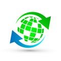 Save earth with green logo icon on white background Royalty Free Stock Photo
