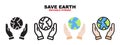 Save Earth icon set with different styles. Editable stroke and pixel perfect. Can be used for web, mobile, ui and more Royalty Free Stock Photo