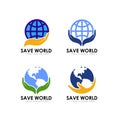 Save earth logo design template. save globe logo vector icon Royalty Free Stock Photo