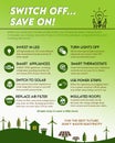 Save electricity infografic poster