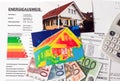 Save energy. house with thermal imaging camera Royalty Free Stock Photo